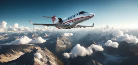 Ambulance flight flying over mountains