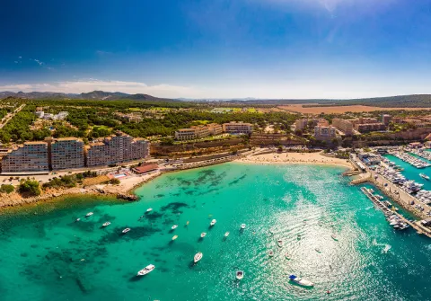 Aerial view of the harbour "Port Adriano" in Mallorca