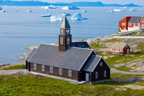 View of the oldest Zion Church in Ilulissat