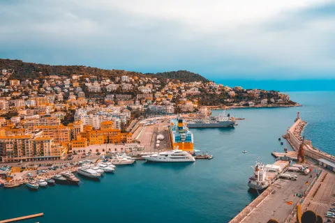 Aerial view of the Port of Nice (Port Lympia) in France