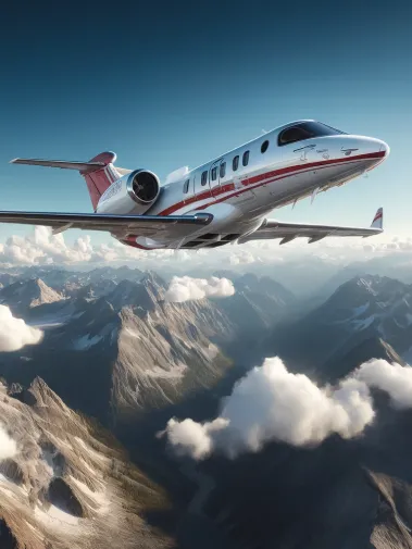 Ambulance flight flying over mountains