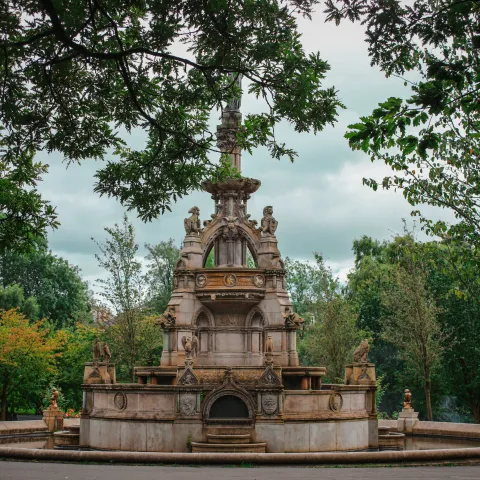 View of the Stewart Memorial Fountain in Glasgow