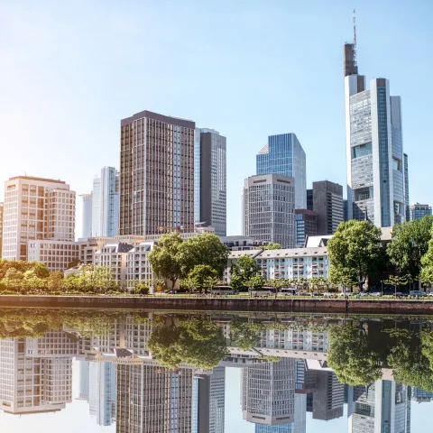 View of the Frankfurt Skyline from the river