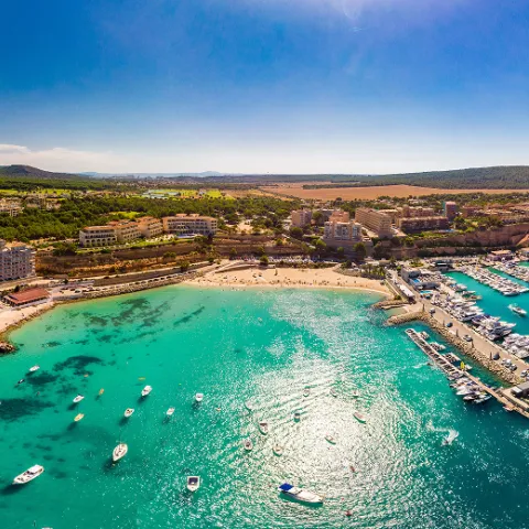 Aerial view of the harbour "Port Adriano" in Mallorca