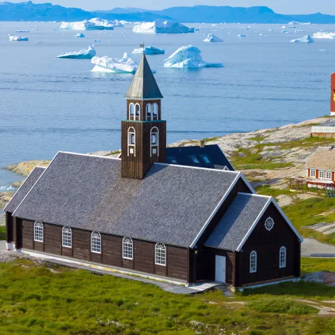View of the oldest Zion Church in Ilulissat