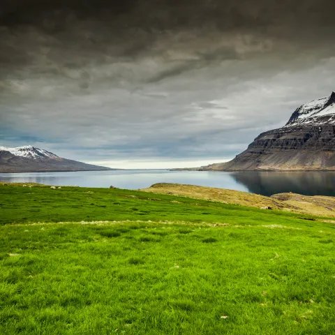 View of the bay nestled among the rugged western fjords