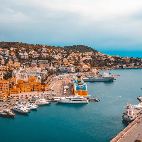 Aerial view of the Port of Nice (Port Lympia) in France